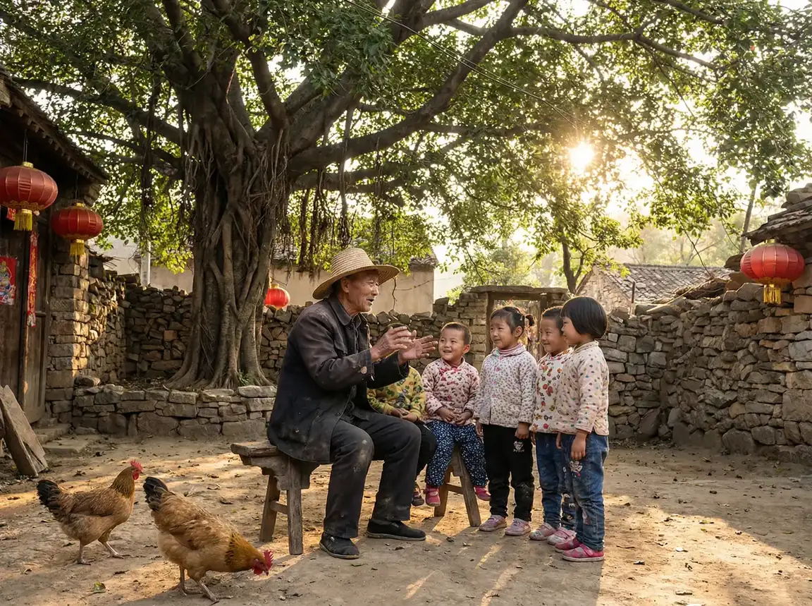 老人在大榕树下给孩子们讲故事 - 我的好妈妈3高清在线观看韩剧 乡村记忆
